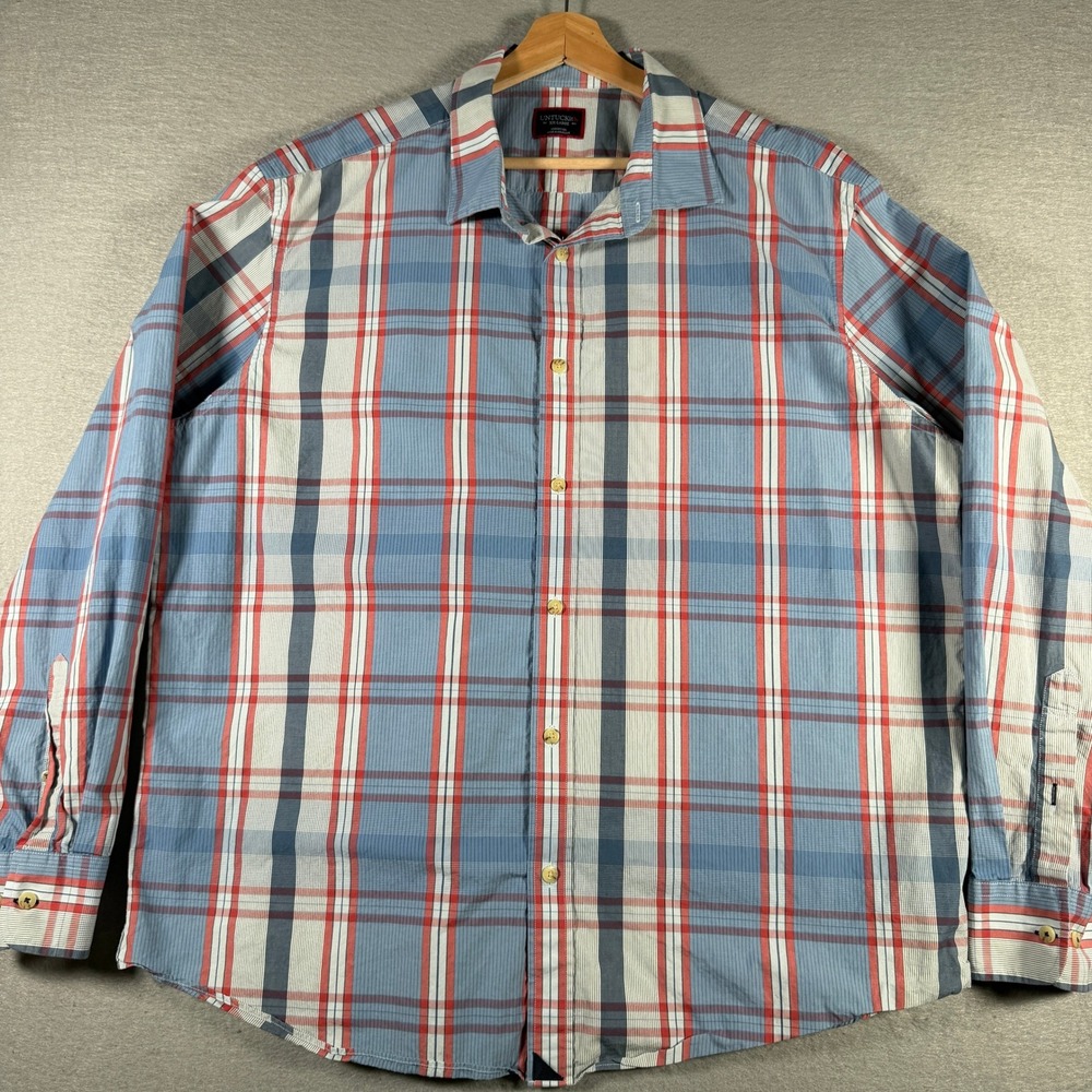 UNTUCKit Niall Blue Red Plaid Cotton Button Down Shirt Men XXL 41448 Regular Fit